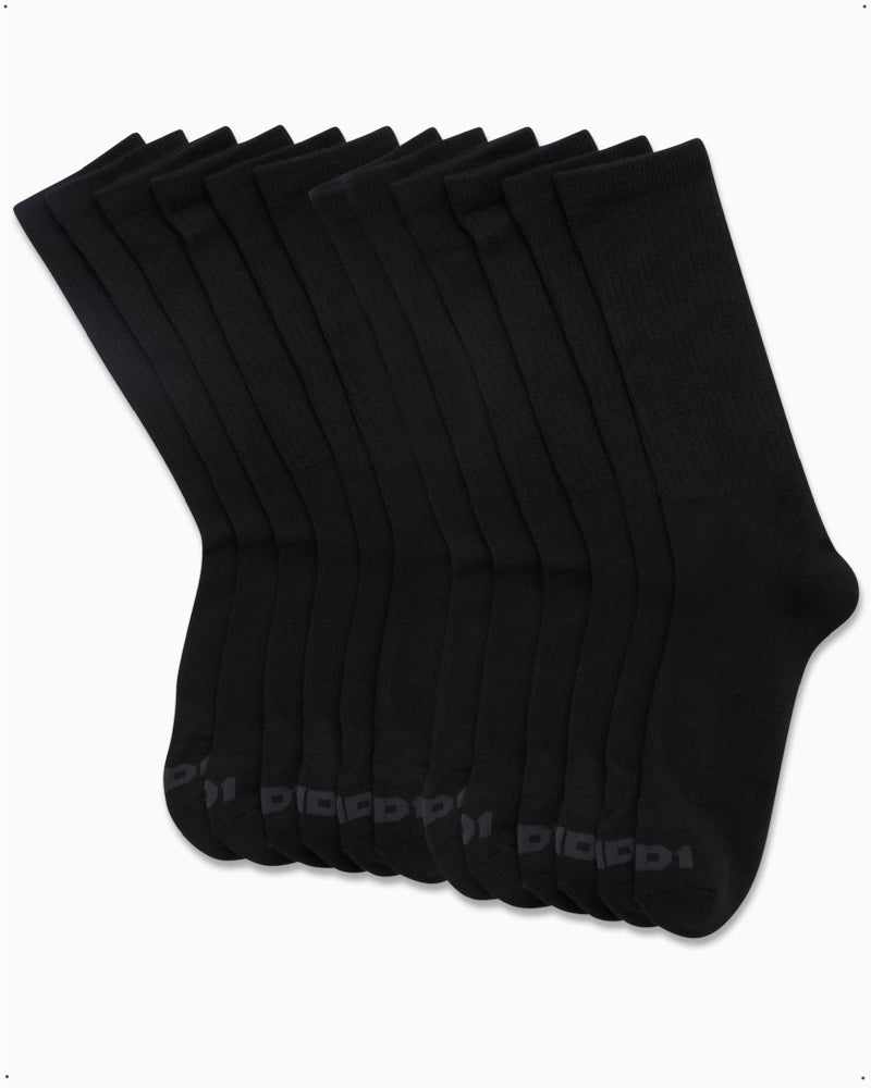 AND1 Men's Crew Socks - 12 Pack Performance Cushion Comfort Crew Socks - Breathable Athletic Socks for Men (6-12.5), Size 6-12.5, Black - Image 3